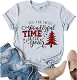 Women It's The Most Wonderful Time of The Year Plaid T-Shirt Christams Shirt