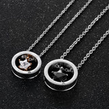 NEHZUS Wholesale Titanium Steel Star Circle Necklace for Couples Mini Pentagram with Diamond Necklace for Men and Women
