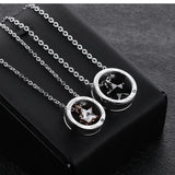 NEHZUS Wholesale Titanium Steel Star Circle Necklace for Couples Mini Pentagram with Diamond Necklace for Men and Women