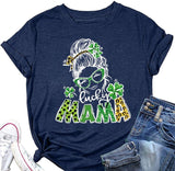 Lucky Mama T-Shirt Women St Patricks Day Gift for Mama