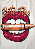 Women Bite The Bullet Muscle Tank Top Lips T-Shirt