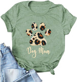 Women Dog Mom T-Shirt Paw Print Shirt Dog Lover Gift
