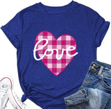 Buffalo Plaid Love Hearts Shirt Women Valentines Day Gift T-Shirt