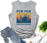Women Pew Pew Madafakas Tank Funny Pew Pew Cat Shirt