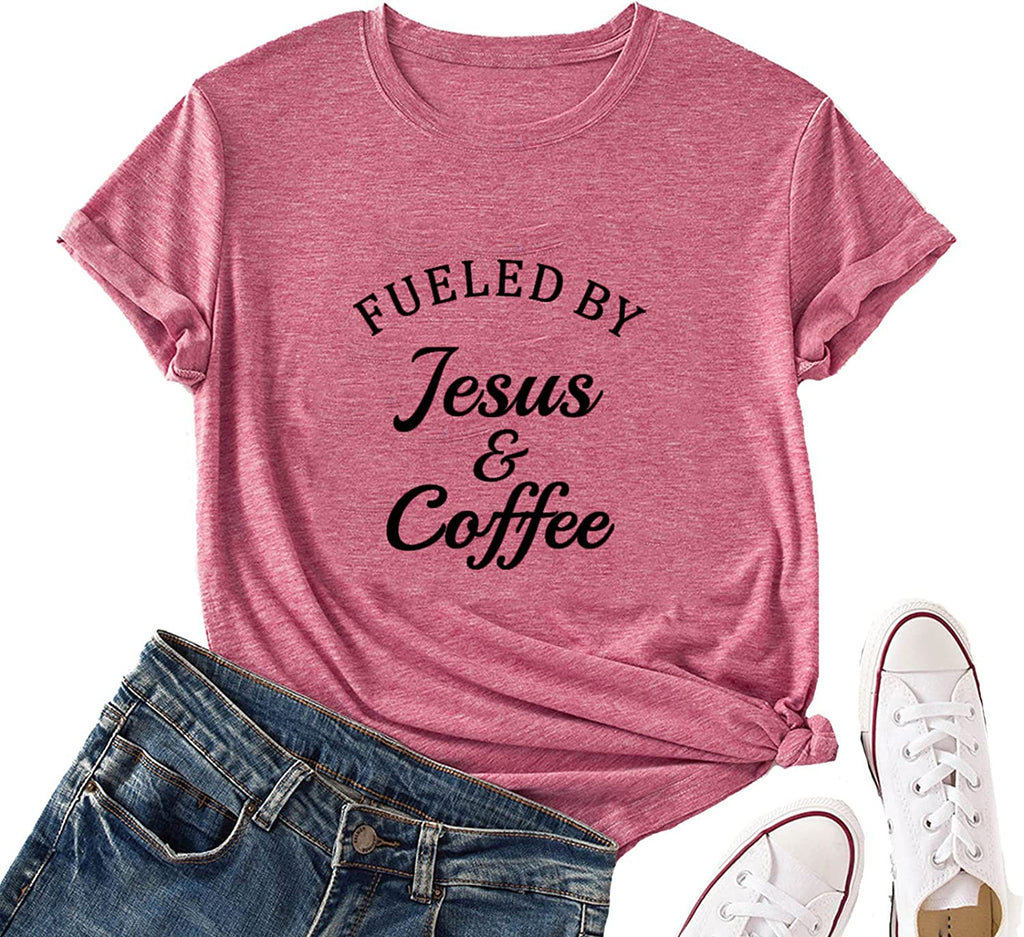 Women Fueled by Jesus and Coffee T-Shirt Christian Shirt