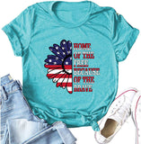 Women Home of The Free Because of The Brave T-Shirt American Flag Sunflower Shirt
