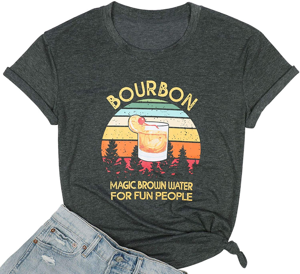 Women Bourbon Magic Brown Water for Fun People Vintage T-Shirt