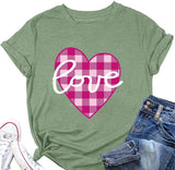 Buffalo Plaid Love Hearts Shirt Women Valentines Day Gift T-Shirt