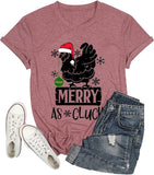 Merry As Cluck Tees Women Chicken Christmas T-Shirts