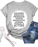 Drinking Christmas T-Shirt Dancer Prancer Moscato Vodka Tequila Blitzen Shirt