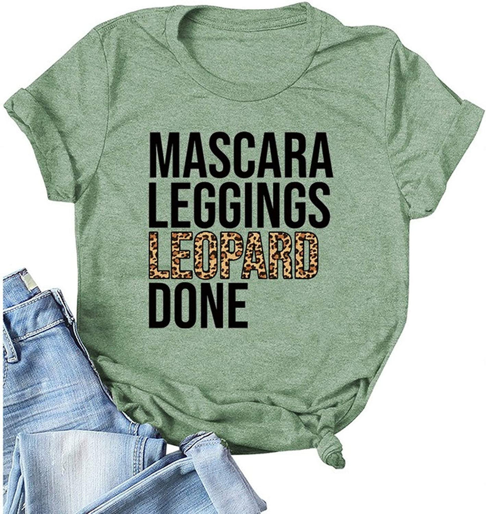 Women Leopard Print Shirt Leggings Leopard Done Pullover Tees