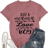 Mom and Me Tees Women Just A Mama in Love with Her Boy T-Shirt