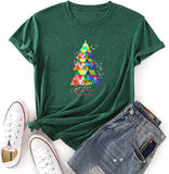 Women Merry Christmas Happy New Year T-Shirt Christmas Tree Graphic Shirt