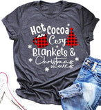 Women Hot Cocoa Cozy Blankets Christmas Movies T-Shirt Christmas Shirt
