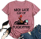Women Chicken Coffee Funny Graphic T-Shirt