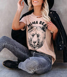 Women Mama Bear T-Shirt Hollow Out Mama Bear Shirt