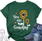 Women Bee Sunflower Shirt You are My Sunshine T-Shirt
