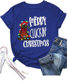Merry Cluckin Christmas Tees Women Sublimation Christmas T-Shirt