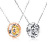 NEHZUS Fashionable and Simple Three-coloured Three-ring Clasp Pendant for Men and Women In Titanium Steel with Diamond Personalised Couple's Necklace