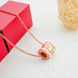 NEHZUS Rhinestone Jewellery Pendant with Double Rows of Glittering Roman Numerals In Rose Gold Plated Titanium Steel for Women