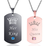 His Queen Her King Couples Pendant Necklace Couples Necklaces Couple Gift Gift for Lover