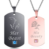 His Beauty & Her Beast Couples Pendant Necklace Couples Necklaces Couple Gift Gift for Lover