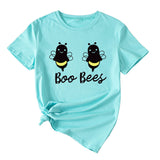 Womens Boo Bees Cute Pattern Printed Round Neck Short Sleeve T-shirt