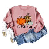 It's Fall Y'all Leopard Print Letter Print Round Neck Loose Fashion Long Sleeve Sweater