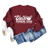 Sloth Running Team Letter Printed Casual Long Sleeve Bottomed Sweater (women)