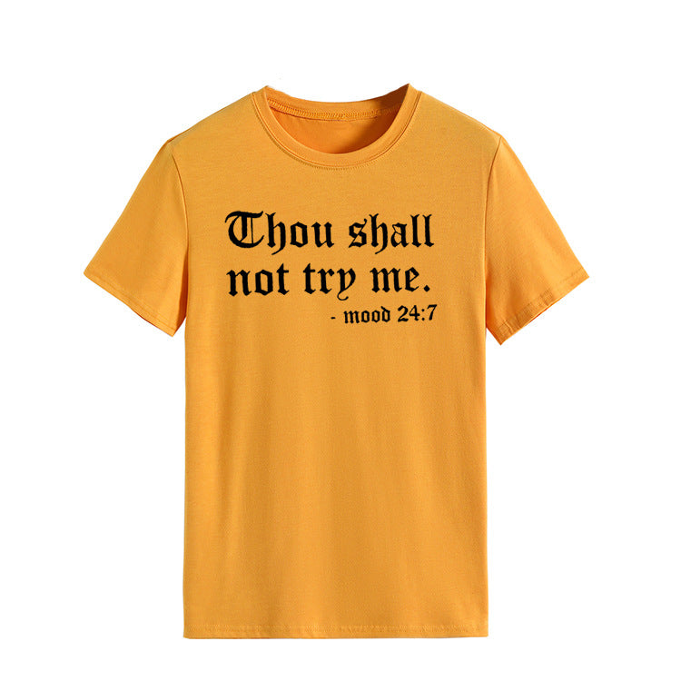 Thou Shall Not Trp Me Letter T-shirt Casual Woman Short Sleeve T-shirt Top