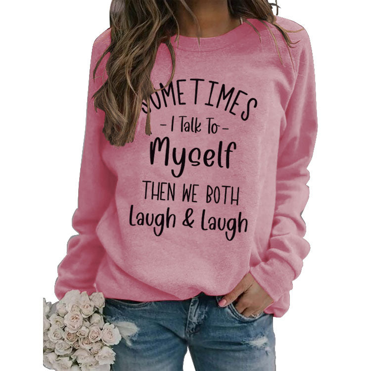 Round Neck Letter Patchwork Tops Long Sleeve SOME TIMES Print Loose Sweatshirt