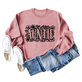 AUNTIE Plant Flower Letter Fashion Autumn and Winter Bottoming Round Collar Long Sleeve Sweater for Women