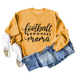 Round Neck Tops Long Sleeves Football Mama Print Loose Sweatshirt