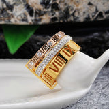 Diamond set Roman monogram ring for women