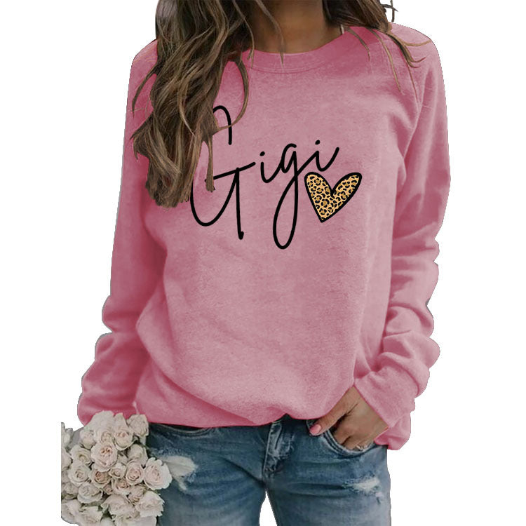 Round Neck Fashion Letters Women Sweater Loose Letters Printed Long Sleeve