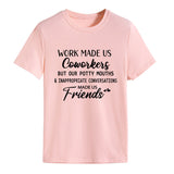 Fashion Women's Top WORK MADE US Letter Round Neck Short Sleeve T-shirt