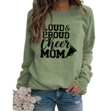 Loud Proud Cheer Mom Letter Print Long-sleeved Sweatshirt