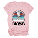 NATIONAL AERONAUTICS Summer New Letter Rocket Printing Short Sleeve T-shirt Female