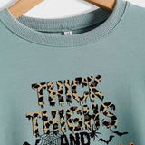THICK THIGHS AND LETTERS Leopard Crewneck Long Sleeve Shirt Women's Large Sweater