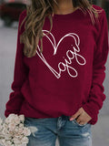 Autumn and Winter Womens Top Letter Gigi Heart Print Long-sleeved Sweatshirt
