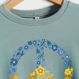 Printed Round Neck Loose Bottom Long-sleeved Sweater Top
