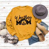 Large Long Sleeve Wrestling Mom Letter Fashion Round Neck Sweater