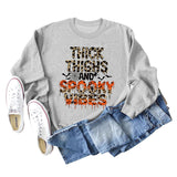 THICK THIGHS AND LETTERS Leopard Crewneck Long Sleeve Shirt Women's Large Sweater