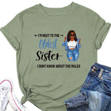 I'M NEXT TO THE Round Neck Fashion Letter Plus Size Womens T-shirt Loose Short Sleeve