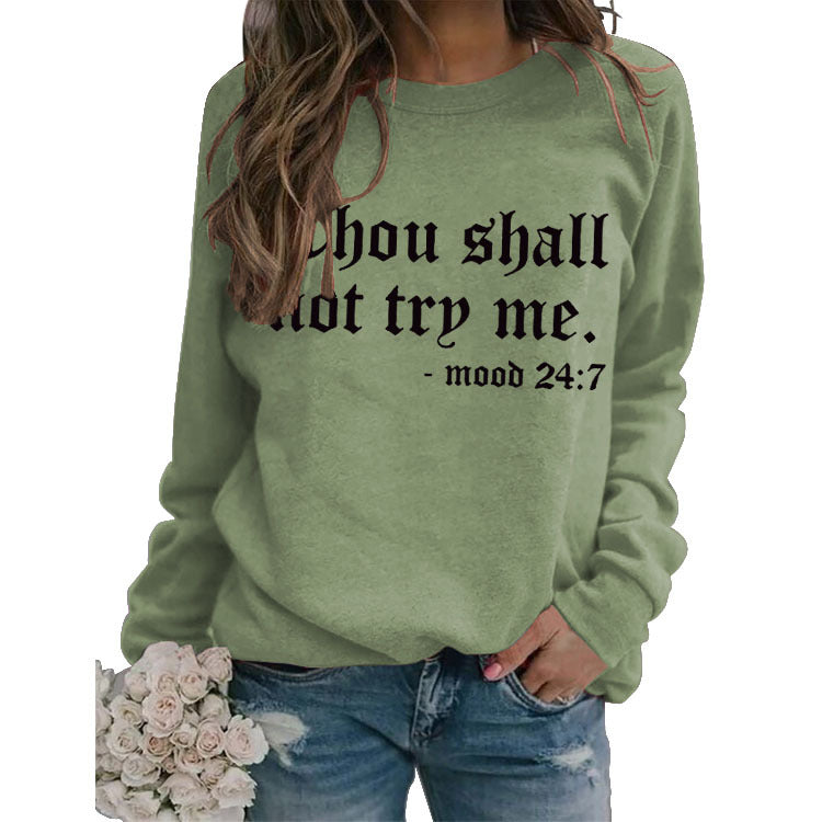 Printed Round Neck Letter Stitching Tops Long Sleeve Thou Shall Not Women's Printed Sweatshirt