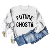 SPOT FUTURE GHOST GHOST LETTER LOOSE LONG SLEEVES PLUS SIZE SWEATSHIRT WOMAN