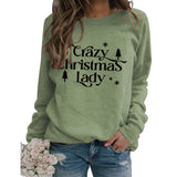Round Neck Letter Tops Long Sleeve Crazy Christmas Women's Sweatshirt