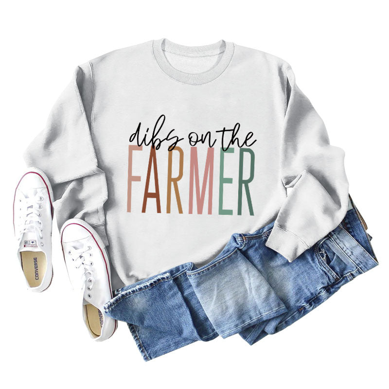 Dibs on The Farmer Letter Round Neck Loose Long Sleeve Autumn Winter Round Neck Sweater