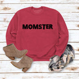 MOMSTER Printed Loose Round Neck Tops Long Sleeve Round Neck Sweatshirt