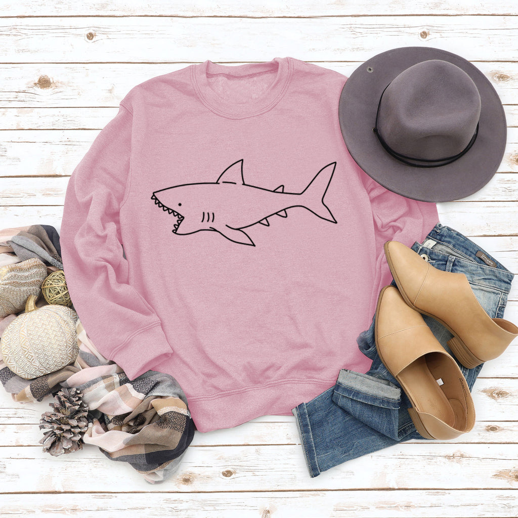 Round Neck Autumn and Winter Ladies Tops Shark Print Casual Long-sleeved Sweatshirt